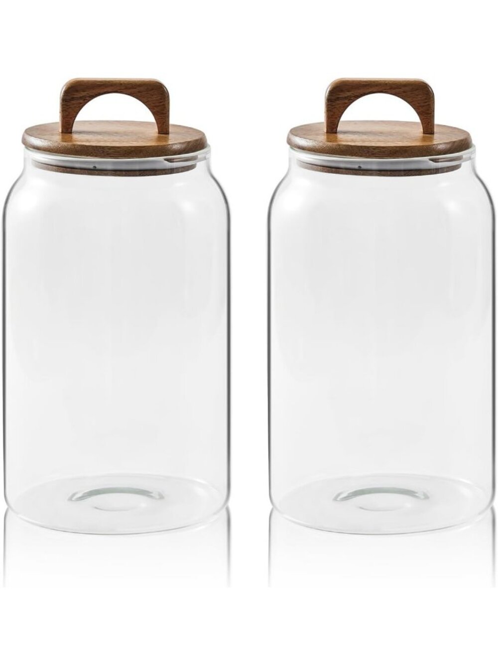 Large Glass Candy Jars with Wooden Lids - 1 Gallon Airtight Storage Canisters, 2